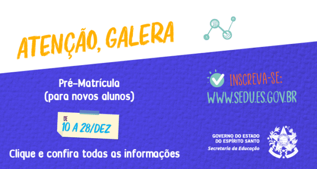 Pré-Matrícula da Rede Estadual vai até o dia 28 de dezembro