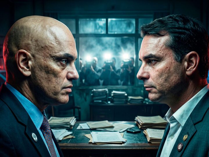 “FLÁVIO BOLSONARO X ALEXANDRE DE MORAES: vídeo satiriza disputa pelo ‘troféu vergonha nacional’ e explode nas redes”