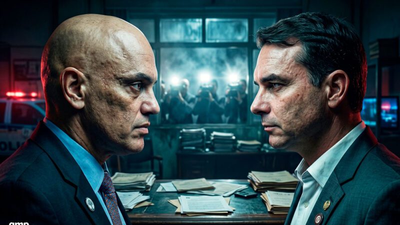 “FLÁVIO BOLSONARO X ALEXANDRE DE MORAES: vídeo satiriza disputa pelo ‘troféu vergonha nacional’ e explode nas redes”