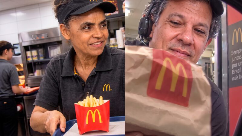 Viraram CLT! Haddad, Gleisi e até Marina no McDonald’s 😂 | Sátira com IA