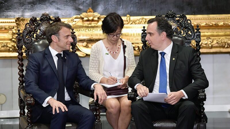 Temas como democracia e meio ambiente em pauta na conversa entre Pacheco e Macron